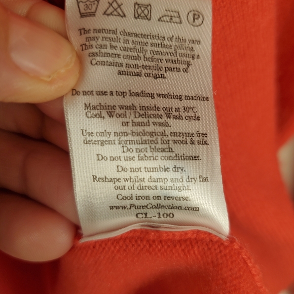 Pure Collection 100% Cashmere Women's Bright Coral Cardigan. 8/10. #0179 - Picture 5 of 10